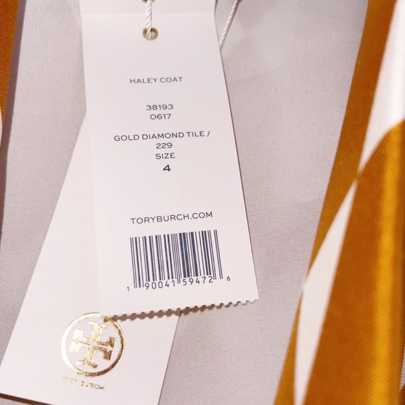 Tory Burch Haley Diamond Tile Silk Coat Size 4 - Picture 10 of 12